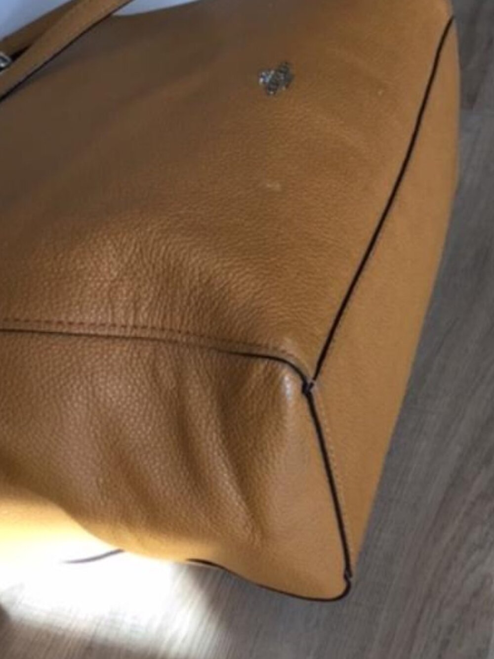Coach Turnlock Chain Tote Bag in Tan/Light Saddle Polished Pebble Leather #56830 - Picture 9 of 13